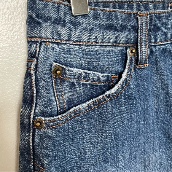 Volcom Womens Stoned Denim Mini Skirt Button Fly Blue Distressed Dark Wash Med - Picture 5 of 10